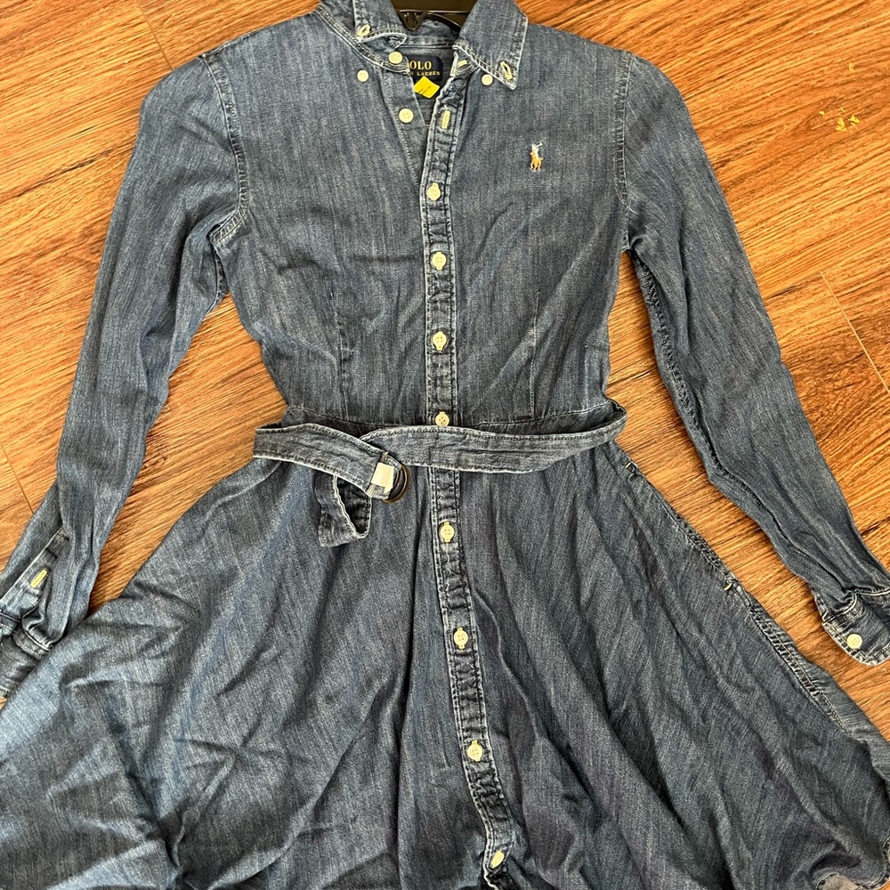 Polo by Ralph Lauren Long Sleeve Denim Dress - Dark Blue